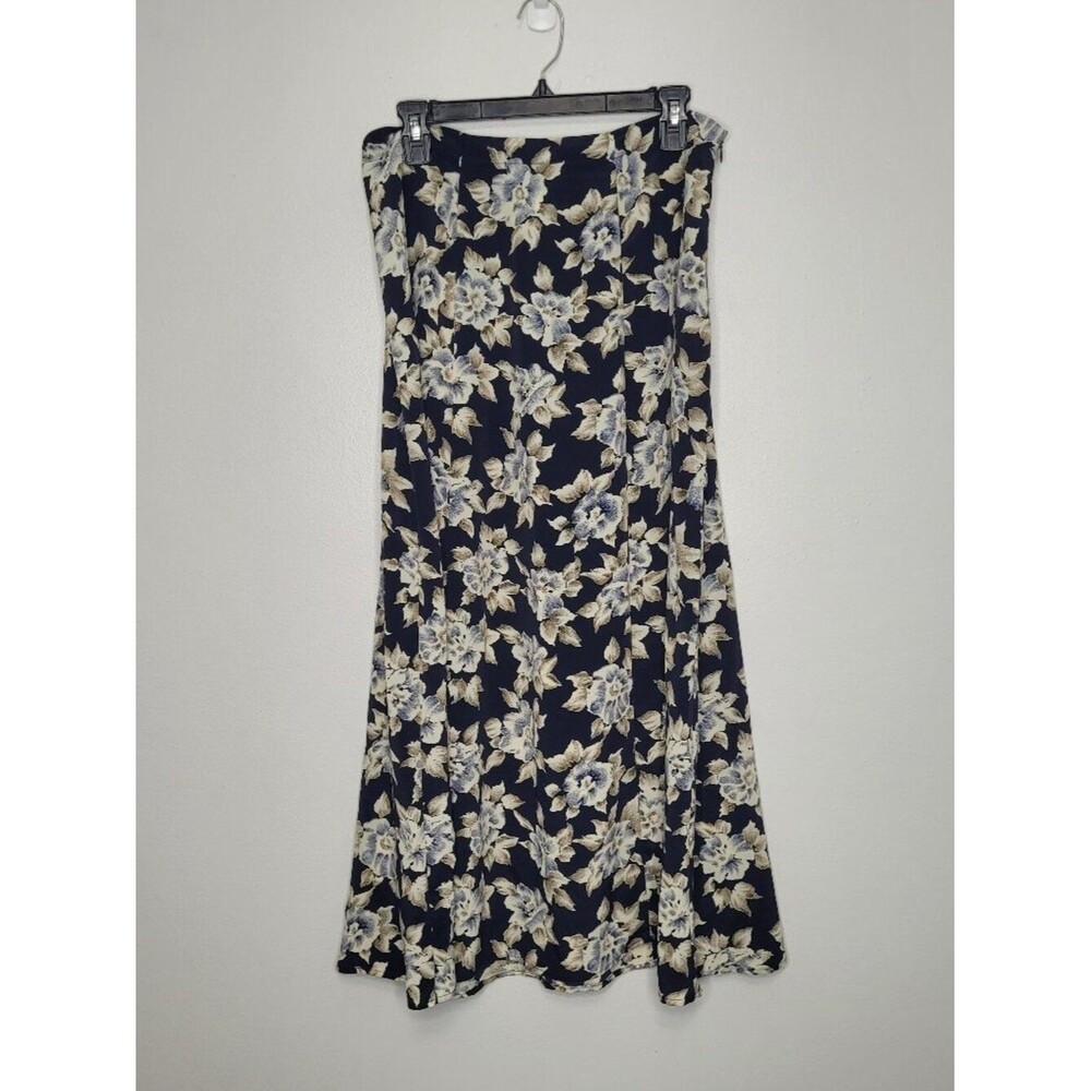 Vintage Christopher and Banks navy floral maxi long cottage skirt size large